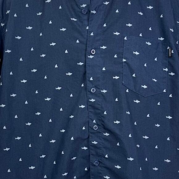 Molokai Surf Aloha Blue Shark Cotton Short Sleeve Shirt Mens Size‎ XL - Picture 2 of 5